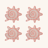 Coasters Arrecife con Bordado de Caracol Marino en Algodón Rosa Set de 4