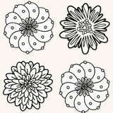 Coasters Identidad en Lino Blanco con Bordado de Biznaga, Pasiflora y Dalia Negras. Set de 4