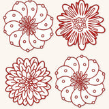 Coasters Identidad en Lino Blanco con Bordado de Biznaga, Pasiflora y Dalia Rojas. Set de 4