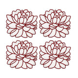 Cocteleras Blossom en Lino Blanco con Orilla Bordada en Rojo . Set de 4