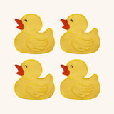 Coctelera en Algodón Amarillo con Bordado de Pato. Set de 4