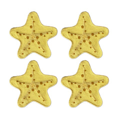 Cocteleras Arrecife con Bordado de Estrella de Mar en Algodón Amarillo. Set de 4