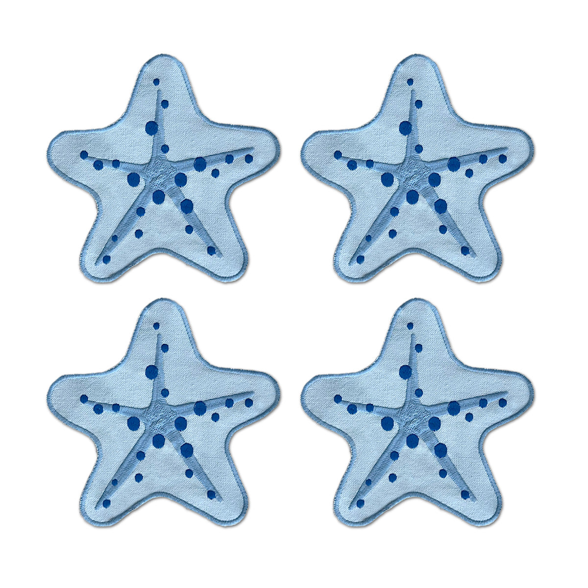Set de 4 servilletas cocteleras en algodón en forma de estrella de mar color azul, marca Zash