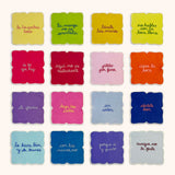 Cocteleras con Frases de Modales en Lino con Bordado de Colores. Vol. 1, 2, 3 y 4.