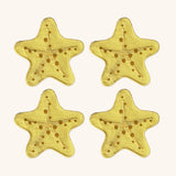 Cocteleras Arrecife con Bordado de Estrella de Mar en Algodón Amarillo. Set de 4