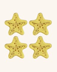 Cocteleras Arrecife con Bordado de Estrella de Mar en Algodón Amarillo. Set de 4