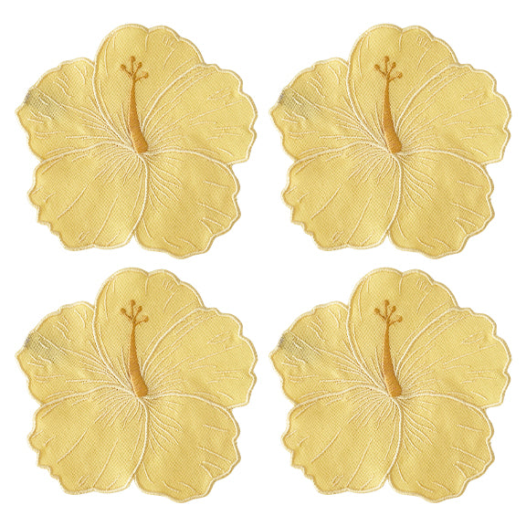 Servilletas cocteleras en forma de Flor Hibiscus amarilla, marca Zash