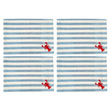 Servilletas cocteleras rectangulares de loneta con rayas blancas y azules y bordado de langosta, marca Zash