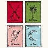 Cocteleras Lotería con Bordado Negro en Algodón de Colores. Set de 4. Vol. 1