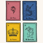 Cocteleras Lotería con Bordado Negro en Algodón de Colores. Set de 4. Vol. 2 