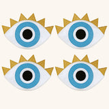 Cocteleras Lucky Eye con Pestañas en Lino Blanco. Set de 4