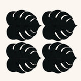 Cocteleras Tropic de Hoja en Lino Negro con Orilla Bordada. Set de 4