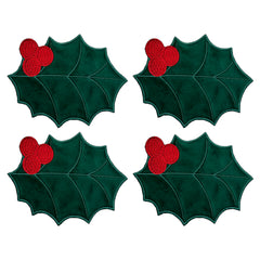 Cocteleras en Forma de Muérdago en Terciopelo Verde. Set de 4