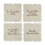 Servilletas de coctel con frases de buenos modales bordadas de la marca Zash
