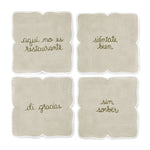 Servilletas de coctel con frases de buenos modales bordadas de la marca Zash