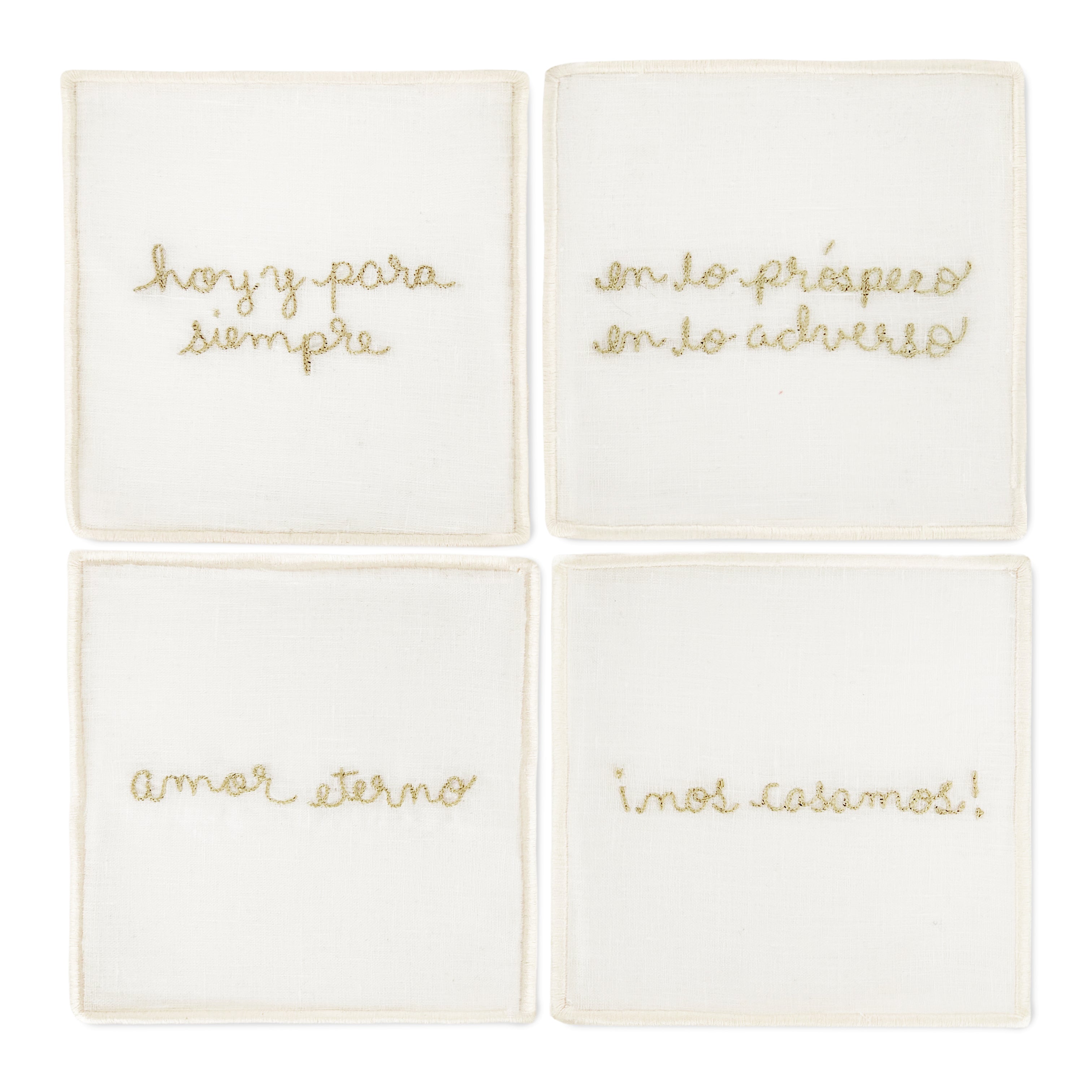 Servilletas cocteleras bordadas con frases para Novios y Boda de la marca Zash