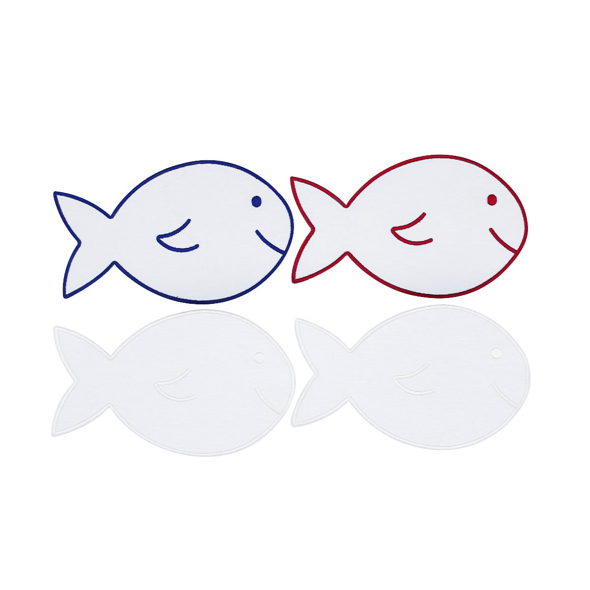 Servilletas cocteleras en forma de pez con bordado en las orillas, marca Zash