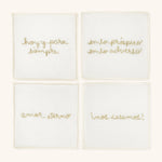 Cocteleras bordadas con Frases de Novios Set 1. Set de 4 piezas