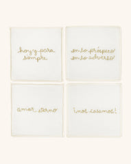Cocteleras bordadas con Frases de Novios Set 1. Set de 4 piezas