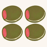 Cocteleras en Forma de Aceituna en Loneta de Algodón Color Olivo. Set de 4