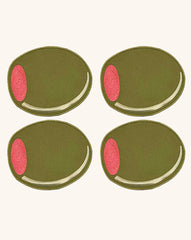 Cocteleras en Forma de Aceituna en Loneta de Algodón Color Olivo. Set de 4