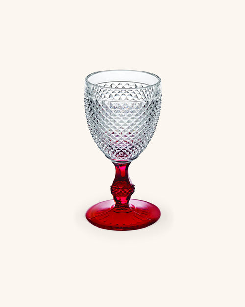 Copa de Agua Bicos Bicolor Base Roja. Set de 4