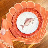Platos para Ensalada Azul con Puntitos y Pez, set de 4