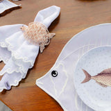 Set de 4 Servilletas Blancas con Bordado de Olas - La Mar