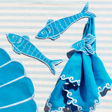 Set de 4 Servilletas Turquesa con Bordado de Olas - La Mar