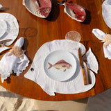 Set de 4 Individuales de Pez Blanco con Bordado