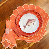 Set de 4 Servilletas Coral con Bordado de Olas - La Mar
