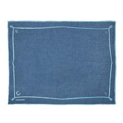 Individuales Cowgirl en Lino Azul con Bordado Turquesa. Set de 4