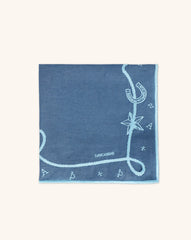 Servilletas Cowgirl en Lino Azul con Bordado Turquesa. Set de 4