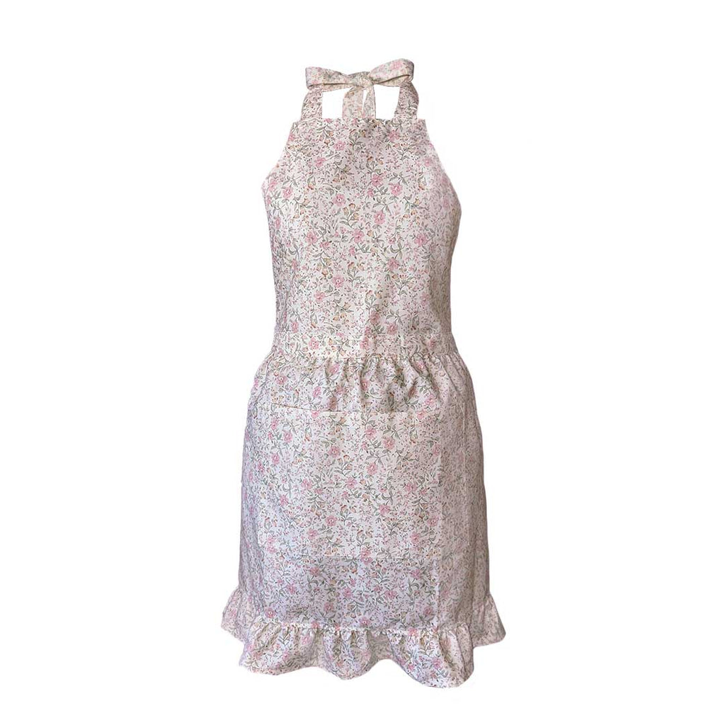 Servilletas Daisy de Algodón con Florecitas Rosa, Set de 4 y 1 Delantal de Florecitas Rosa