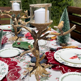 Candelabro de Metal Dorado en Forma de Tronco con Pajaritos
