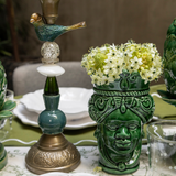 Candelabro de Latón, Vidrio y Cerámica Green Vibes