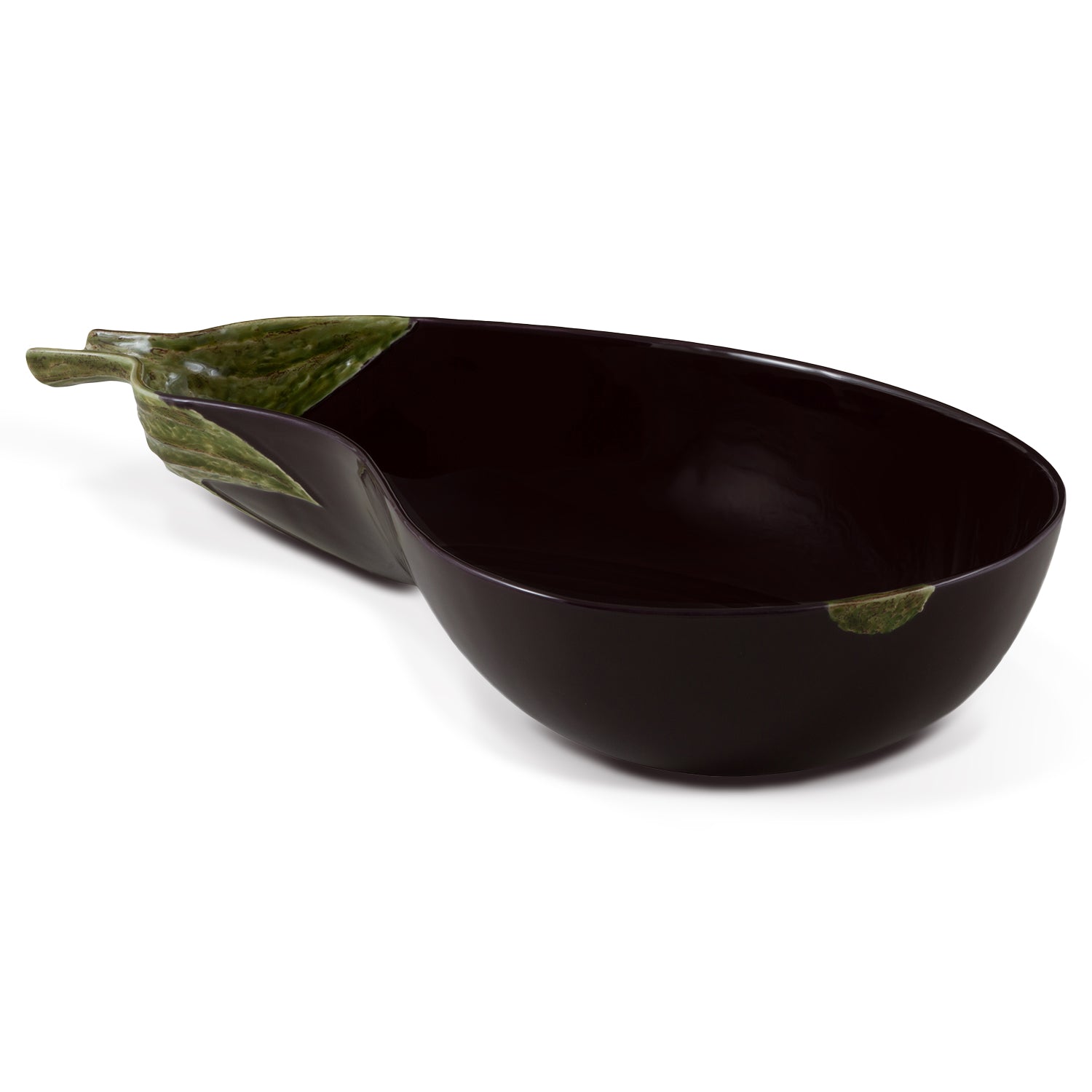 Ensaladera grande de cerámica en forma de Berenjena, marca Bordallo Pinheiro