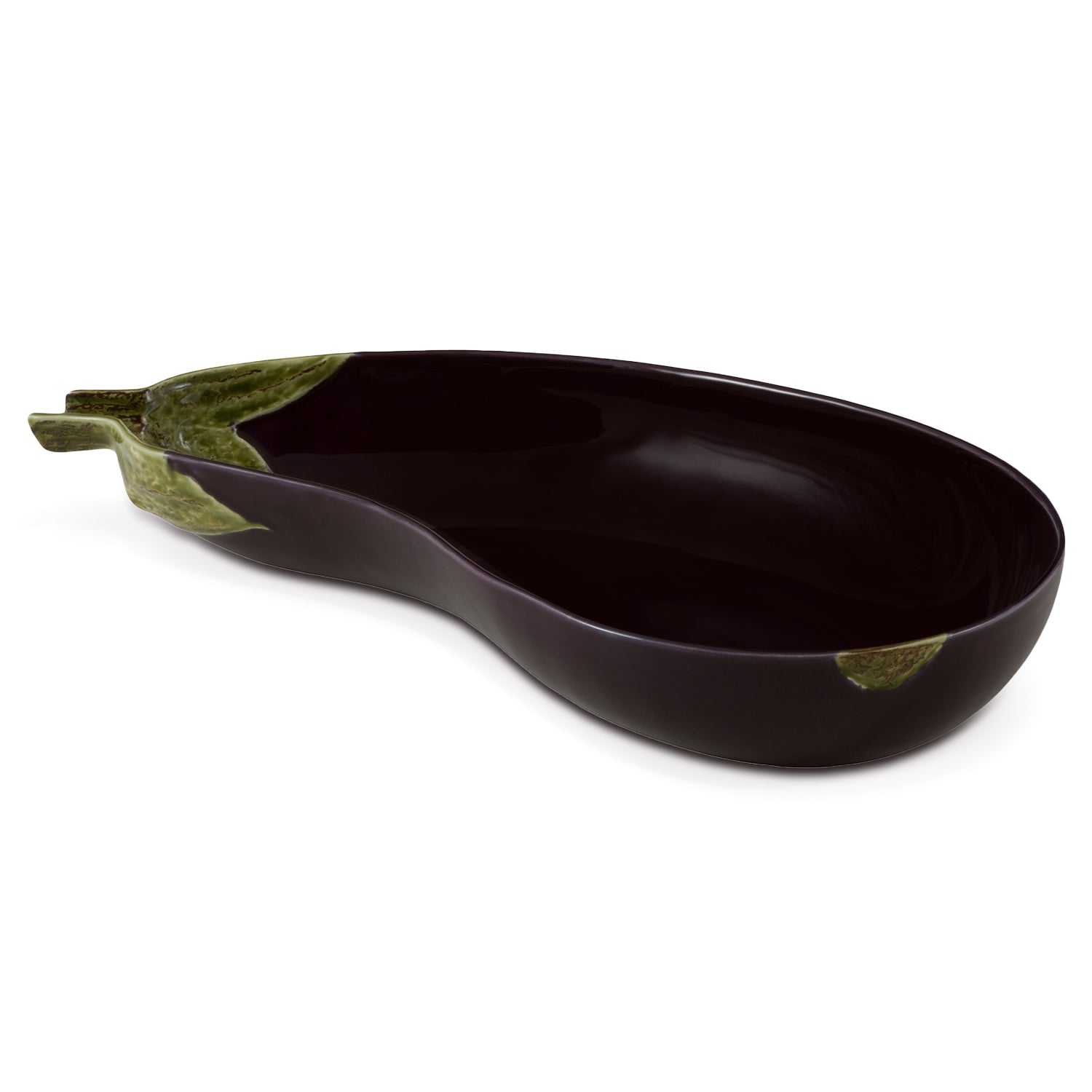 Platón fuente para servir grande de cerámica en forma de berenjena, marca Bordallo Pinheiro
