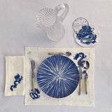 Platos Trinche Azul con Rayas Blancas, set de 4