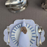 Servilletero de Caballo en Lino Coffe Bordado. Set de 4