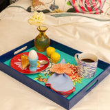 Taza de Porcelana de Tigre Azul con Flor