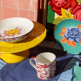 Taza de Porcelana de Tigre Rojo y Flores