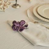 Servilletas La Mar en Lino Blanco con Bordado de Coral Ivory. Set de 4