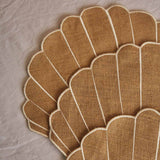 Individuales La Mar de Concha en Yute Bordado en Ivory. Set de 4