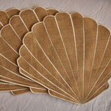 Individuales La Mar de Concha en Yute Bordado en Ivory. Set de 4