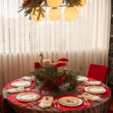 Platos Trinche con Ondas y Cerezas Navideñas, set de 4