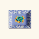 Bandeja Pequeña de Porcelana de Tigre Azul y Flores