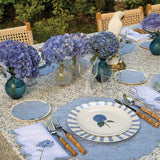 Individual Flor Hortensia en Loneta de Algodón Azul Pastel. Set de 4