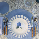 Individual Flor Hortensia en Loneta de Algodón Azul Pastel. Set de 4