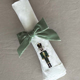 Servilleteros Moño de Terciopelo Verde Salvia 36mm. Set de 4